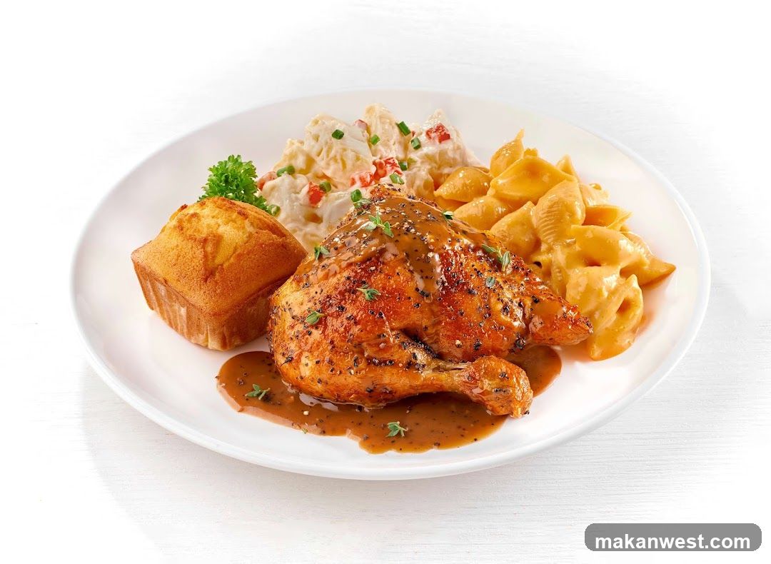 Roasted Chicken with Macaroni and Potato Salad