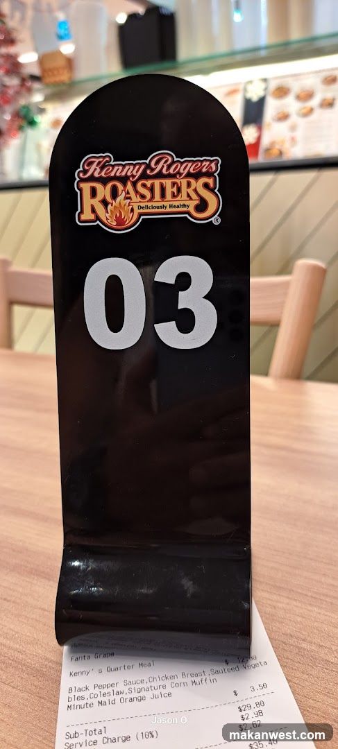 Kenny Rogers Roasters Table Number Sign