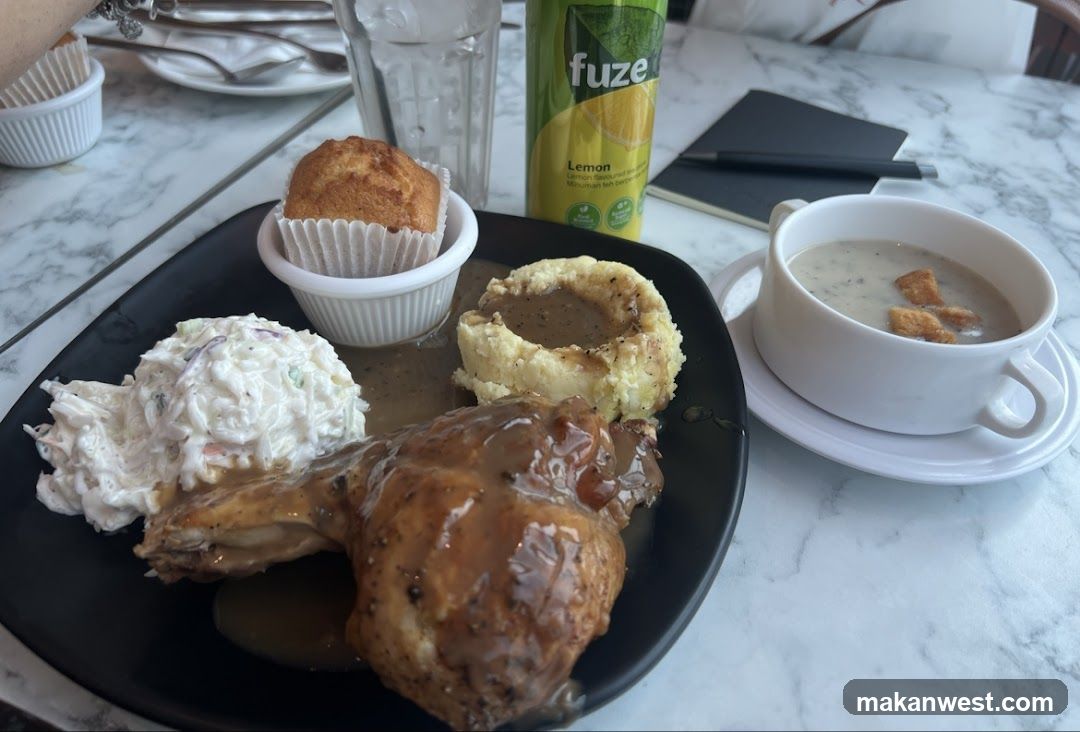 Lunch Meal with Soup and Drink