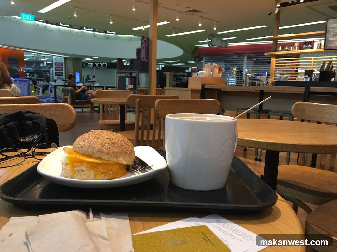 Coffee Shop Interior with Breakfast Tray