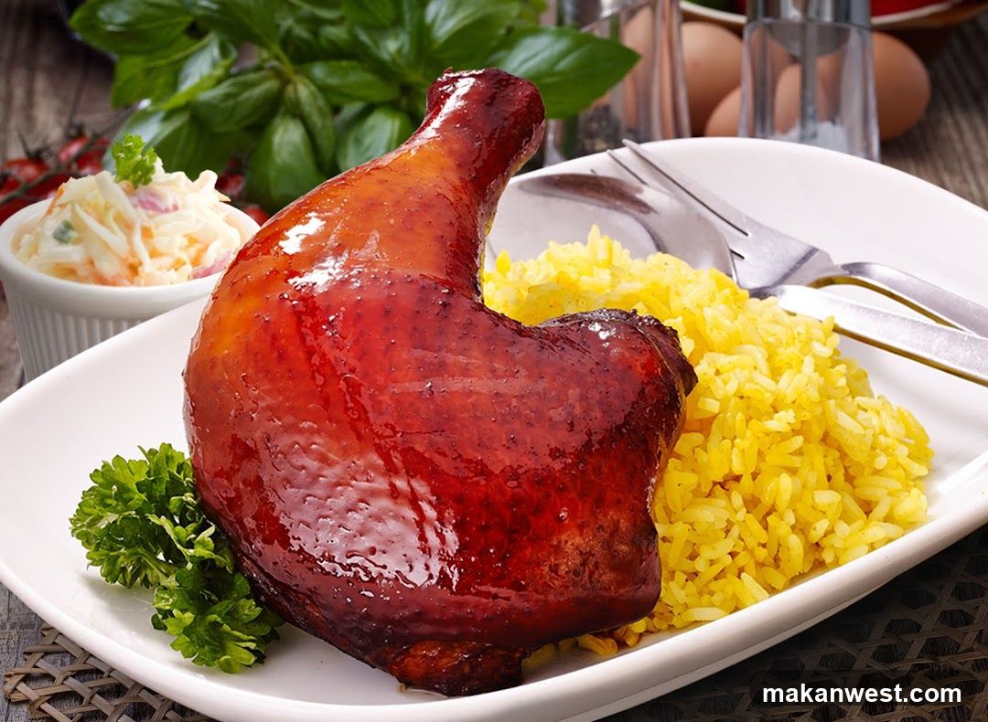 Roasted Chicken with Rice and Coleslaw