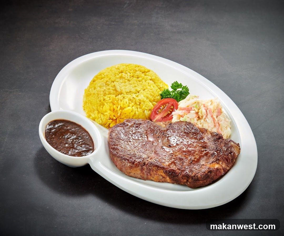 Steak Plate with Rice and Coleslaw