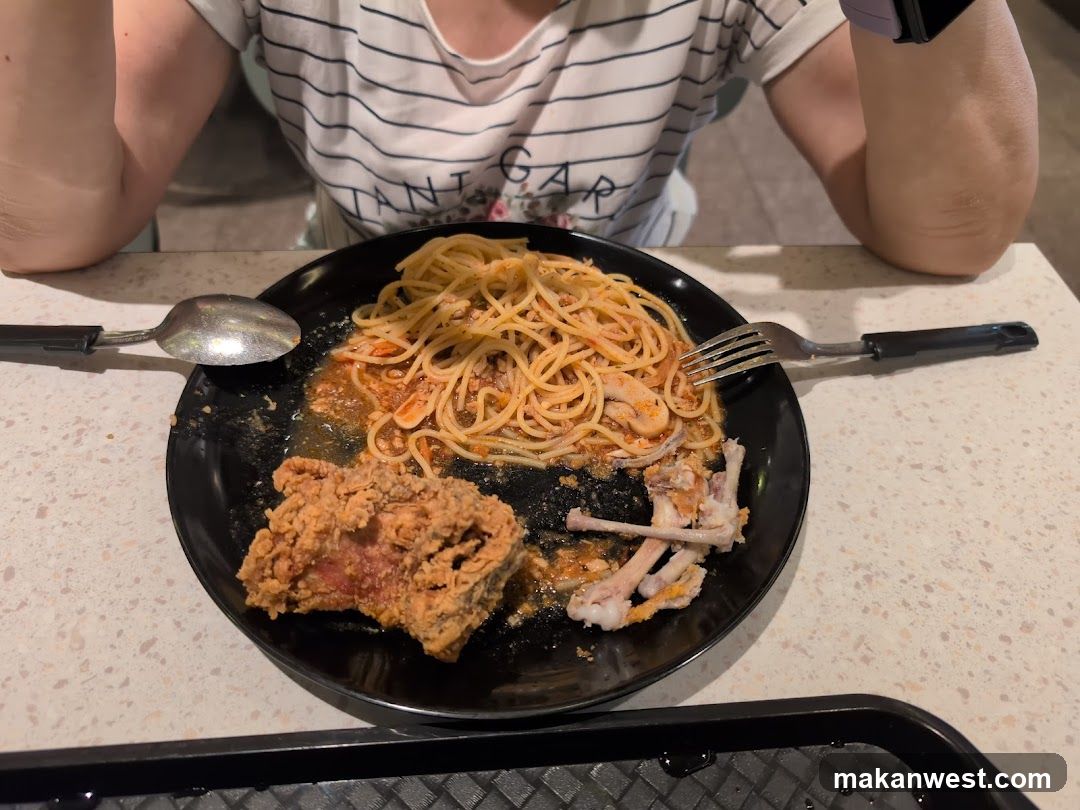 Spaghetti and Fried Chicken Plate