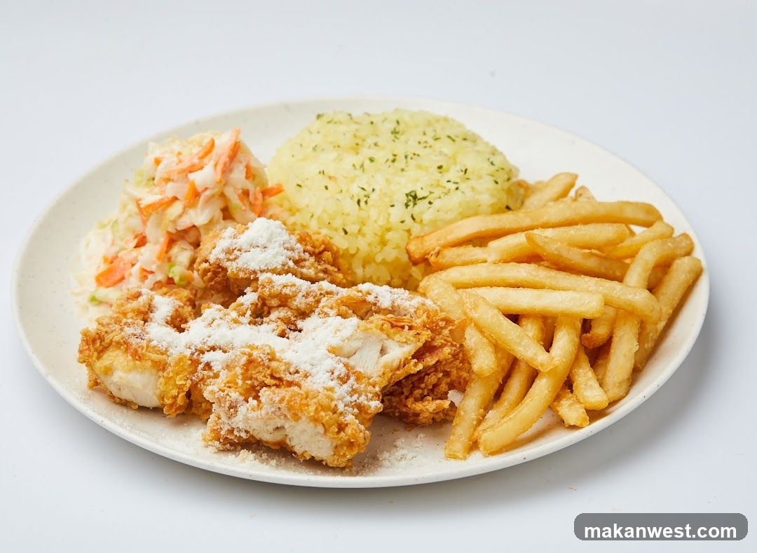 Fried Chicken Meal with Fries and Rice