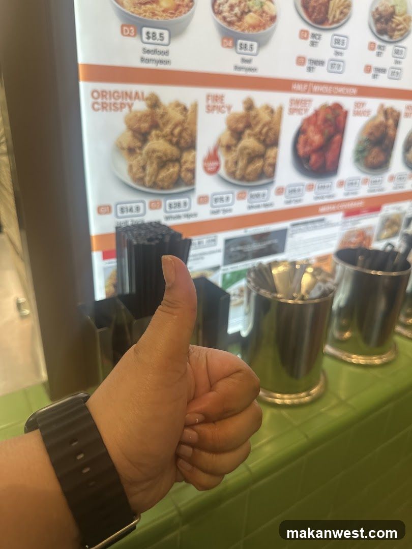 KFC Menu Display with Thumbs Up
