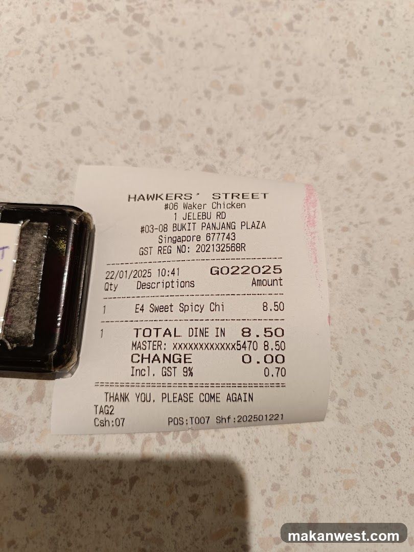 Receipt on countertop