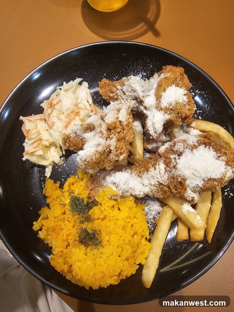 Fried Chicken Meal with Rice and Fries