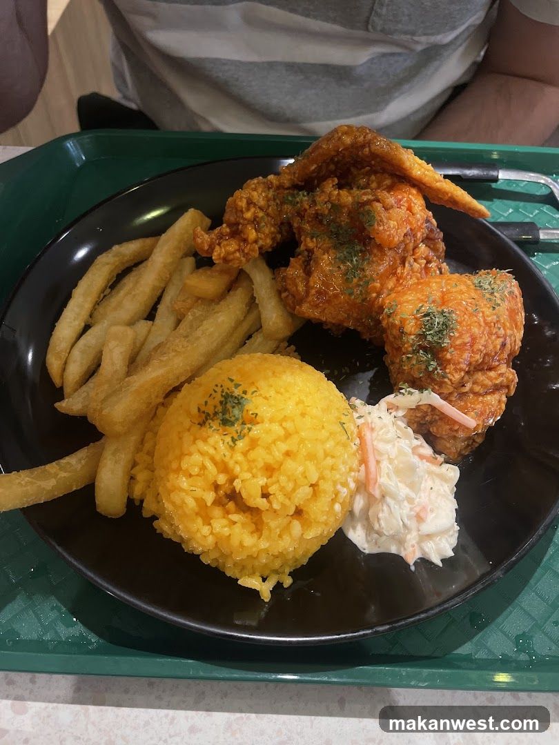 Fried Chicken Meal with Rice and Fries