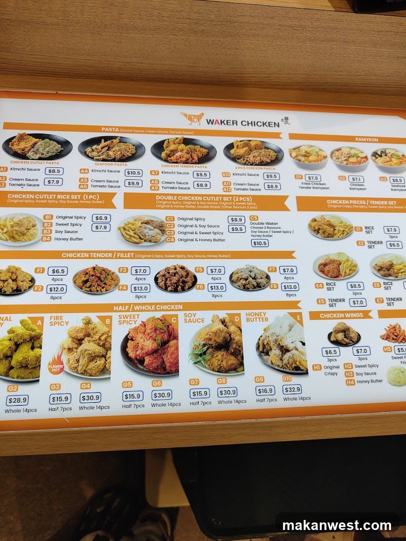 Waker Chicken Menu