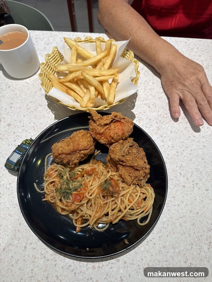 Fried Chicken and Pasta Meal