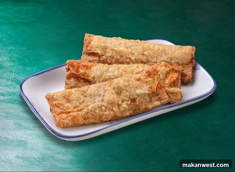 Fried Spring Rolls on a Plate