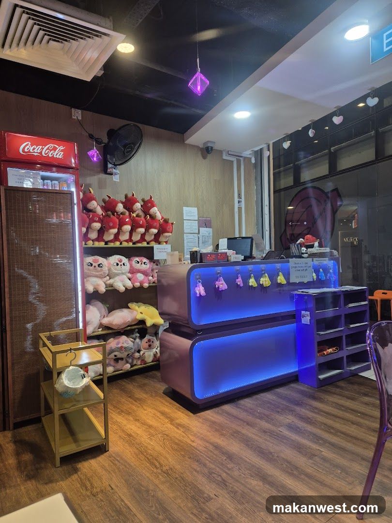 Interior of a shop with plush toys and counter