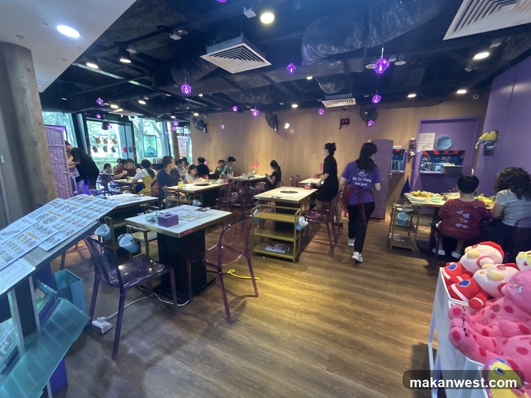 Restaurant Interior with Purple Theme