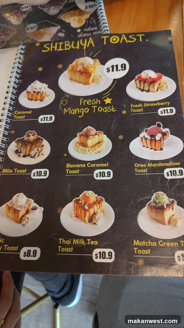 Shibuya Toast Menu