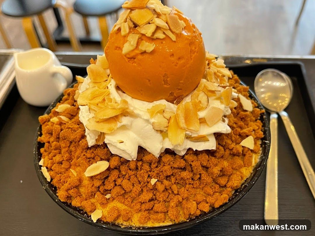 Almond Crumble Dessert with Mango Ice Cream