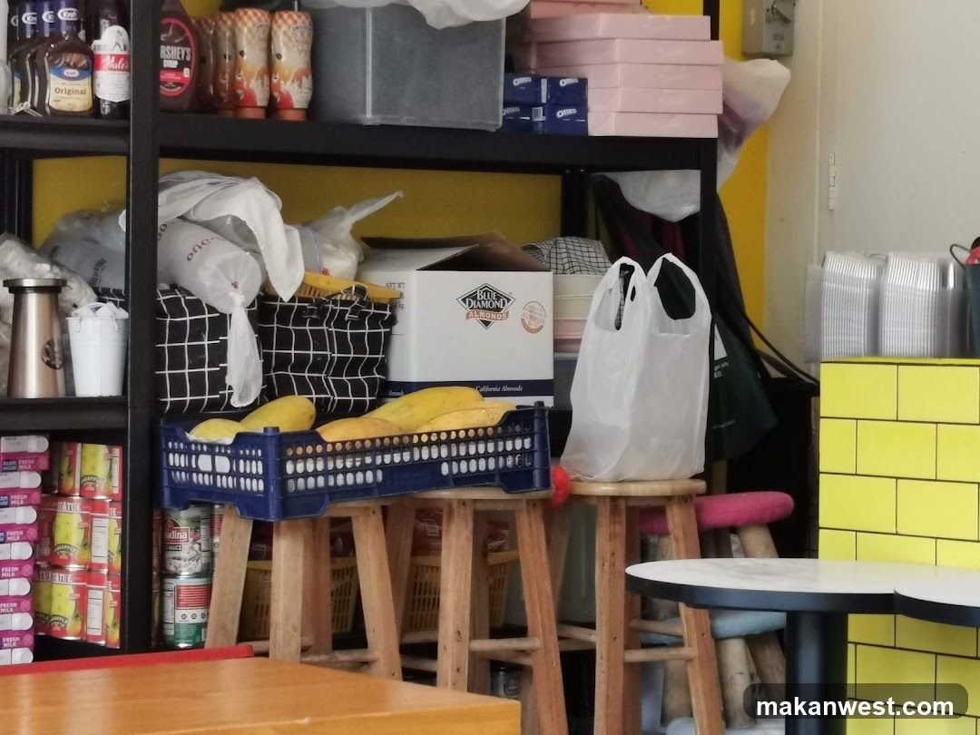 Store Interior with Stools and Produce