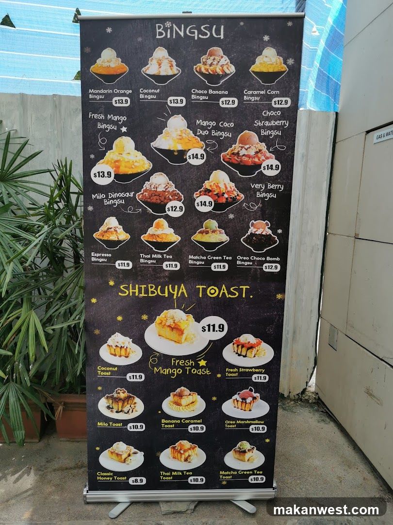 Bingsu and Shibuya Toast Menu Board