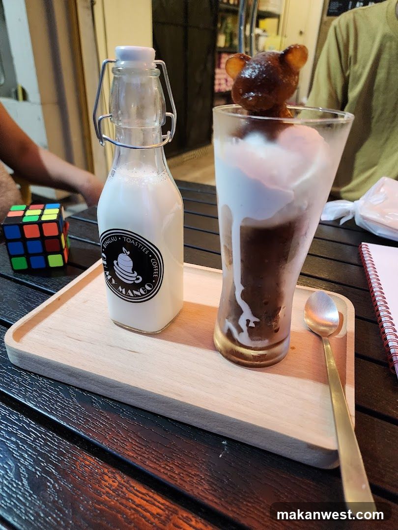 Beverage and Dessert on Wooden Tray