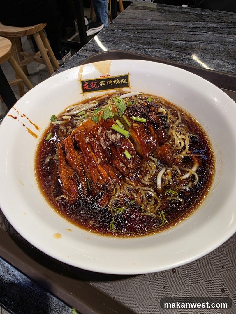 Bowl of Braised Duck Rice with Noodles