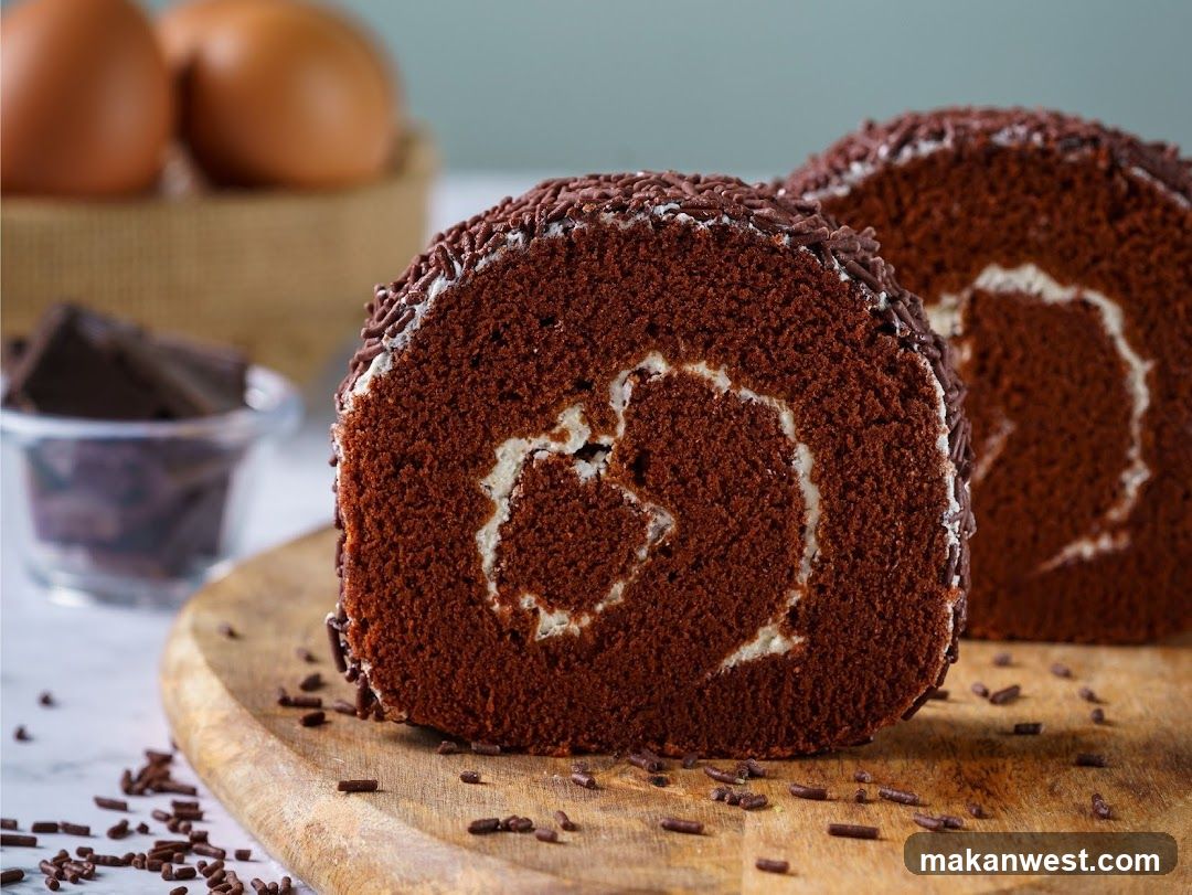 Chocolate Roll Cake with Sprinkles