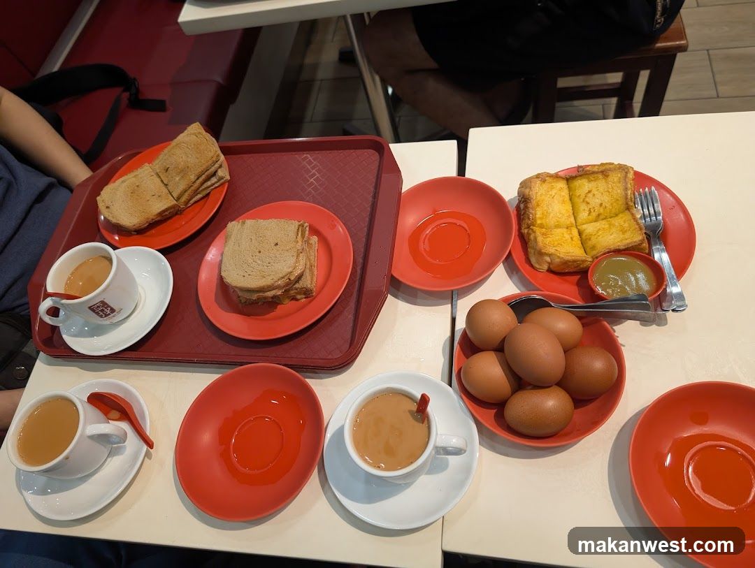 Breakfast Spread with Toast and Eggs