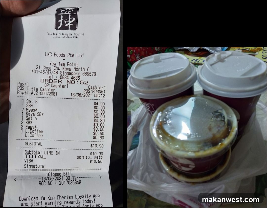 Receipt and Food Items