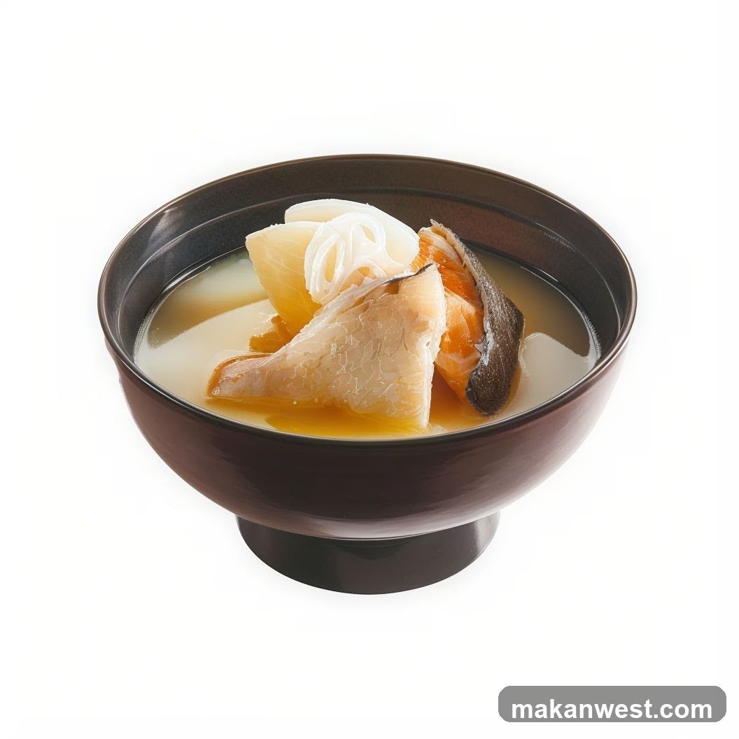 Japanese Soup Bowl with Fish and Vegetables