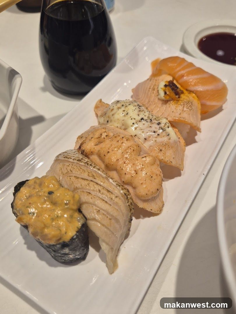 Sushi Platter with Soy Sauce and Vinegar