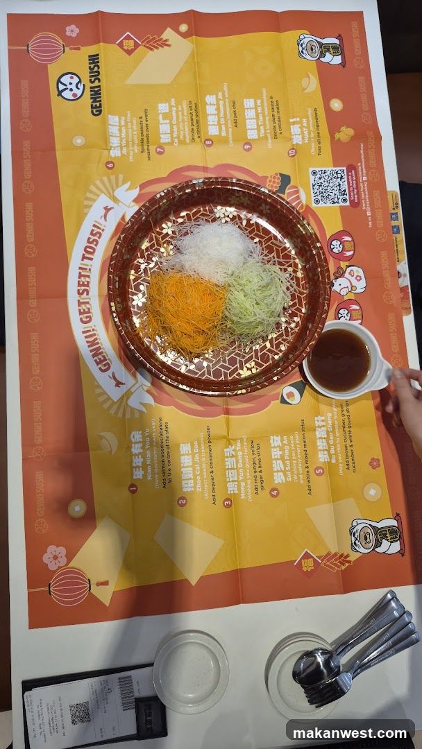 Genghi Sushi Table Setting with Chinese Noodle Dish
