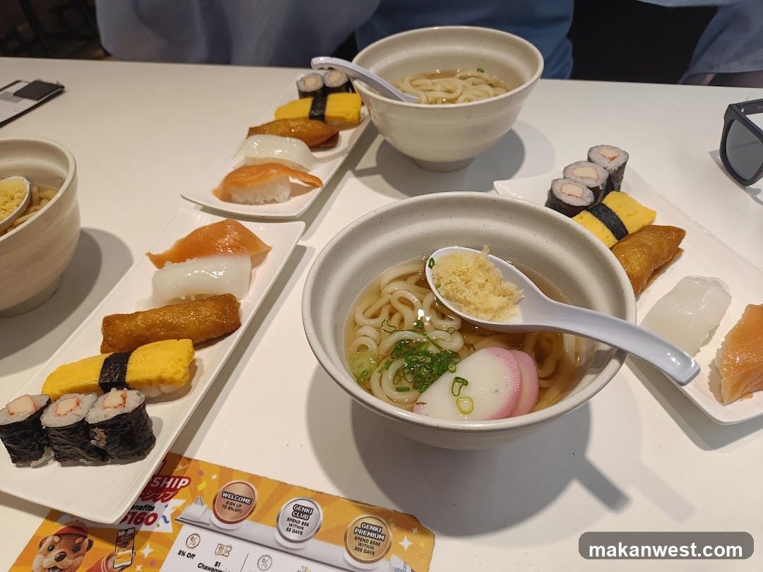Sushi and Udon Meal Spread