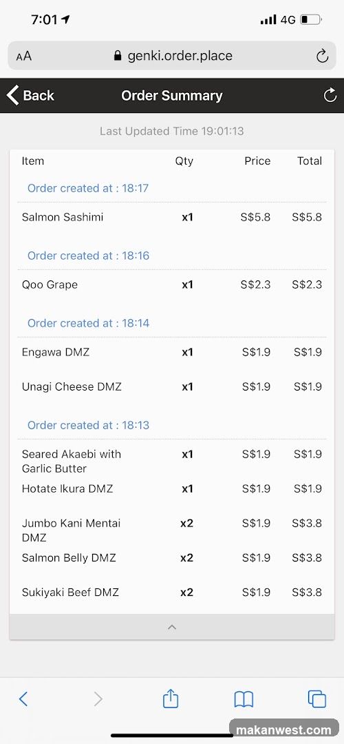 Order Summary Screen