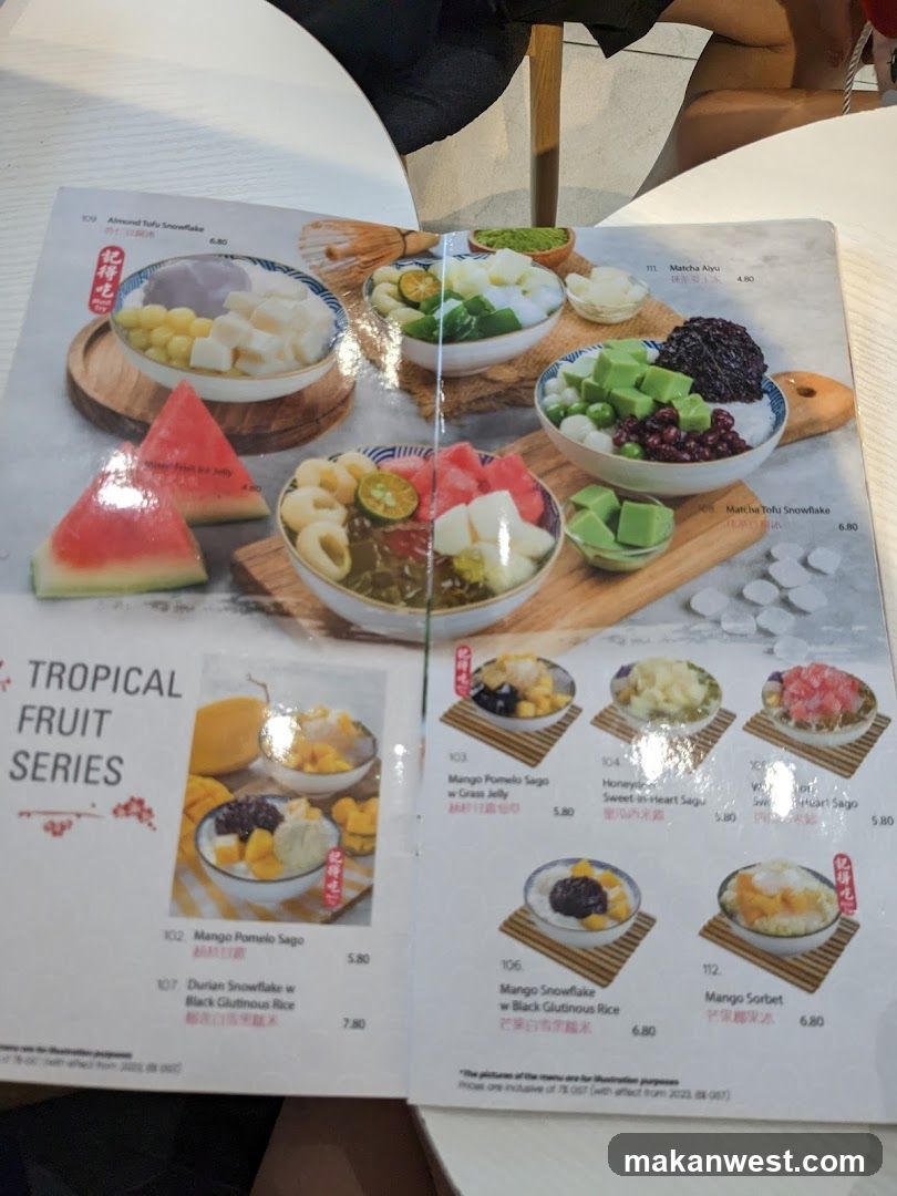 Tropical Fruit Series Menu