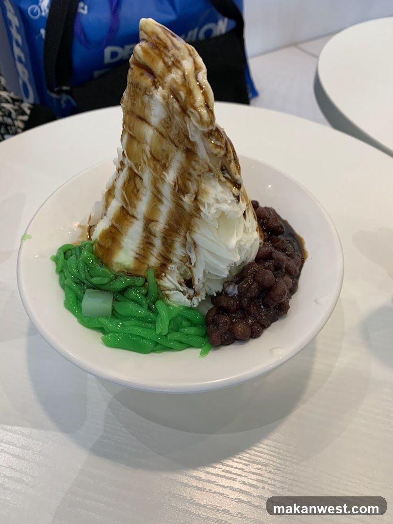 Dessert Bowl with Ice Cream, Green Jelly, and Beans