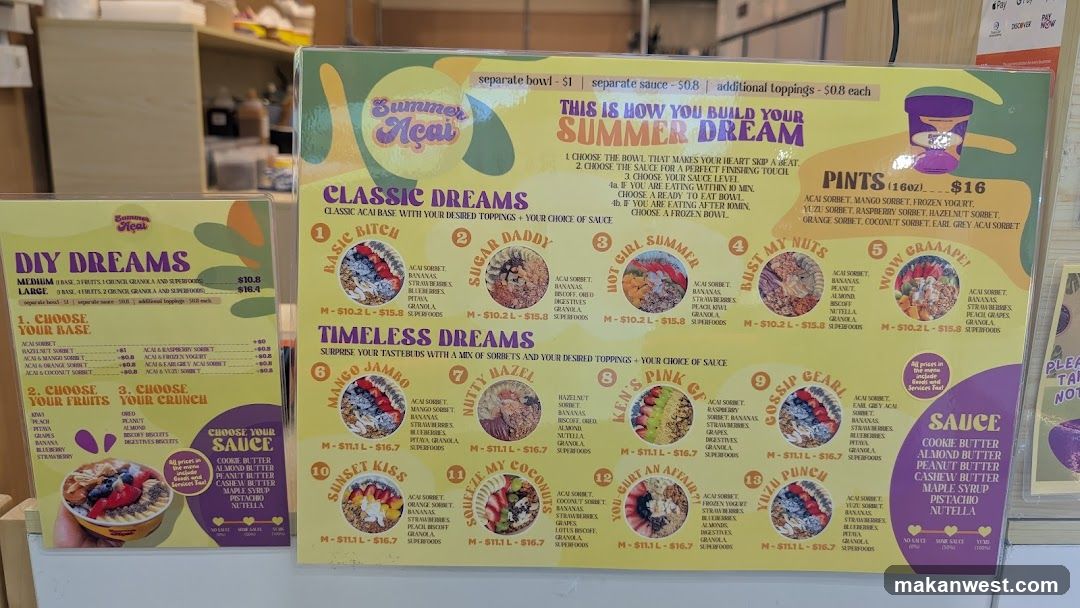 Summer Acal Menu Board