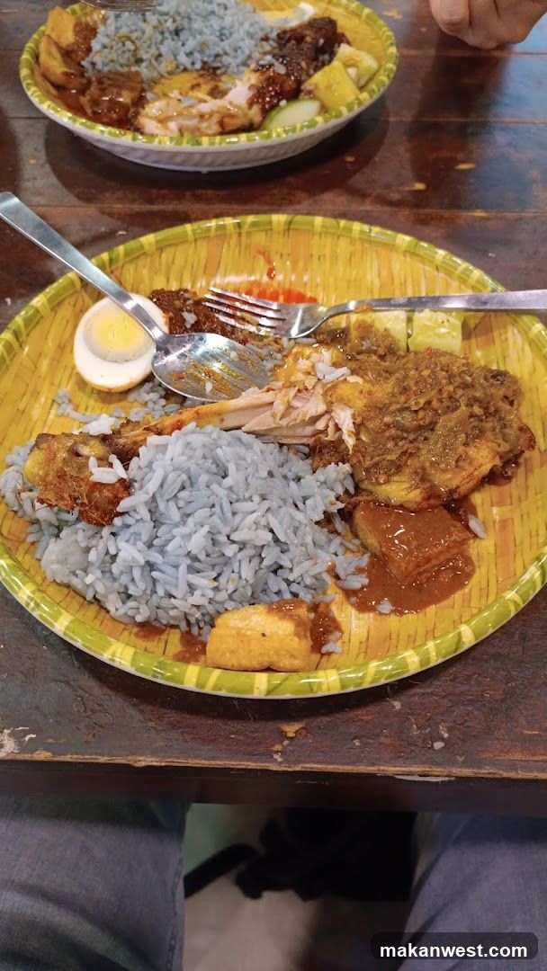 Food Plate with Blue Rice and Curry