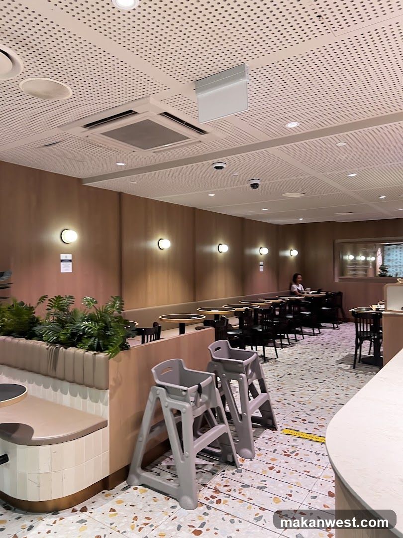 Restaurant Interior with High Chairs and Seating Area