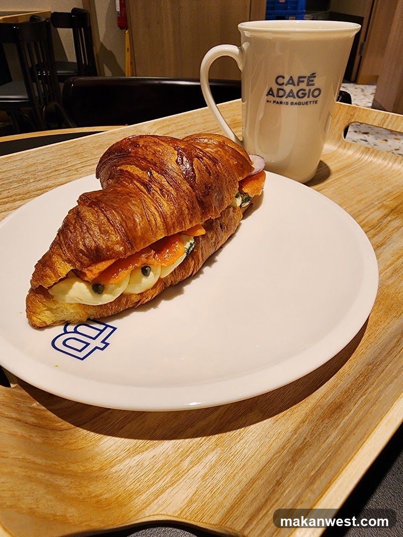 Croissant Sandwich and Coffee at Café Adagio