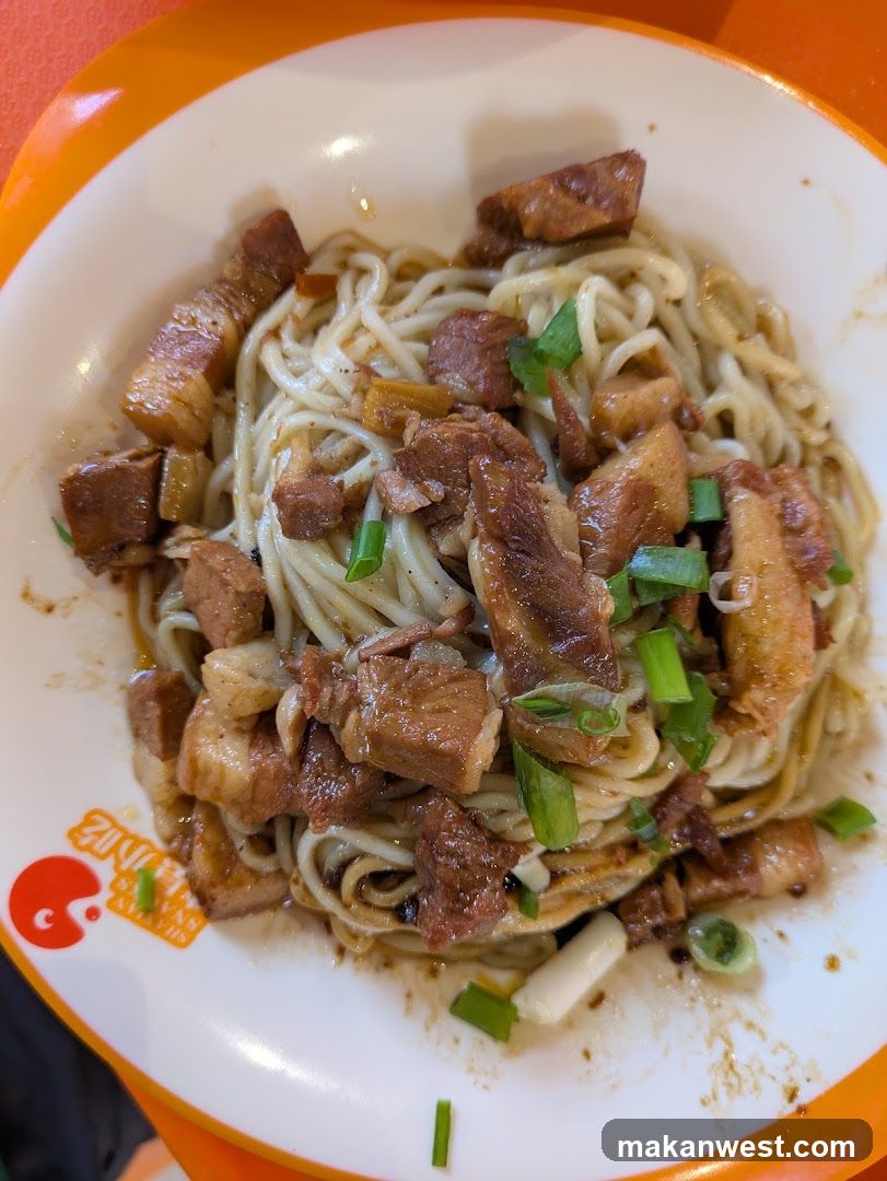 Bowl of Noodles with Meat and Green Onions