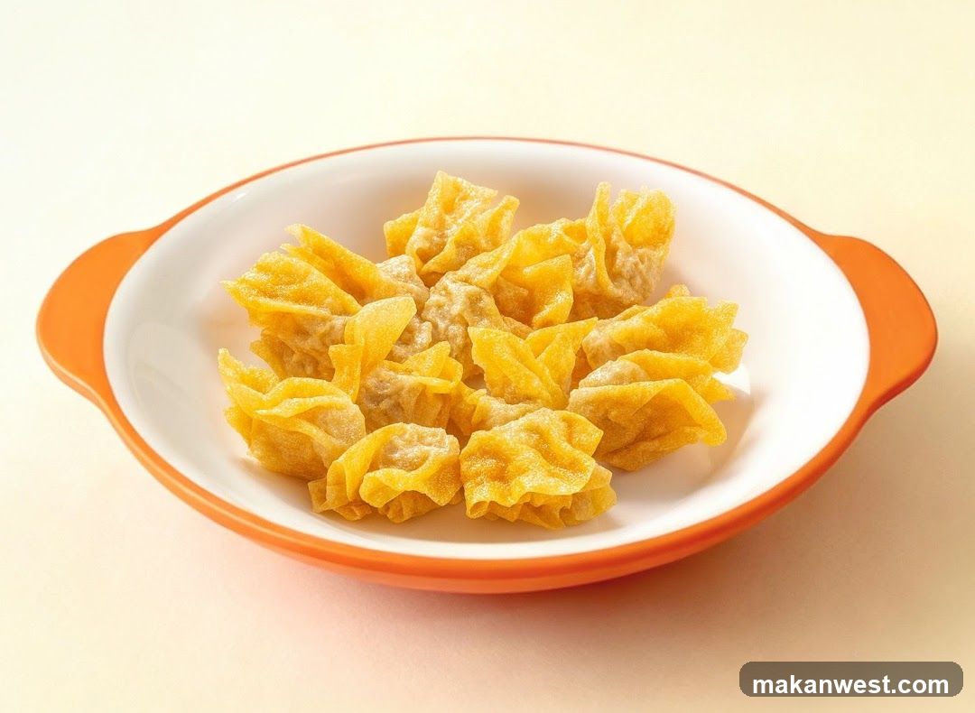Dried wontons in a bowl