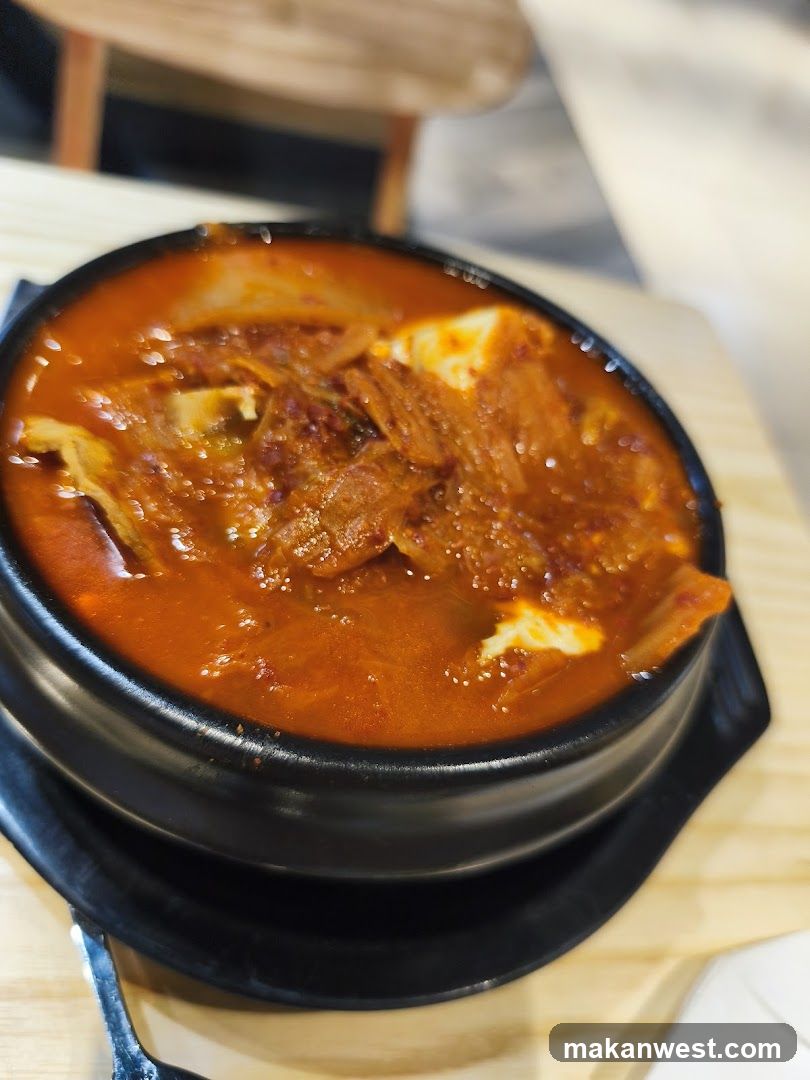 Korean stew in stone bowl
