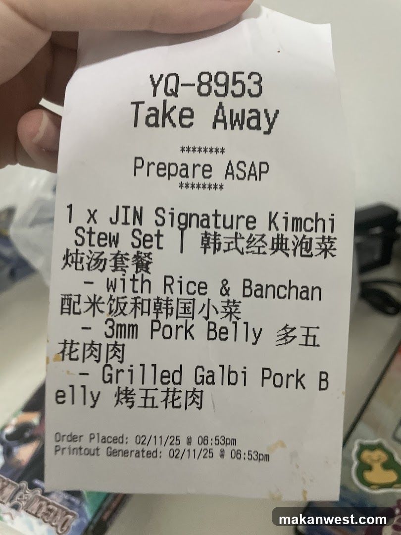 Take Away Receipt