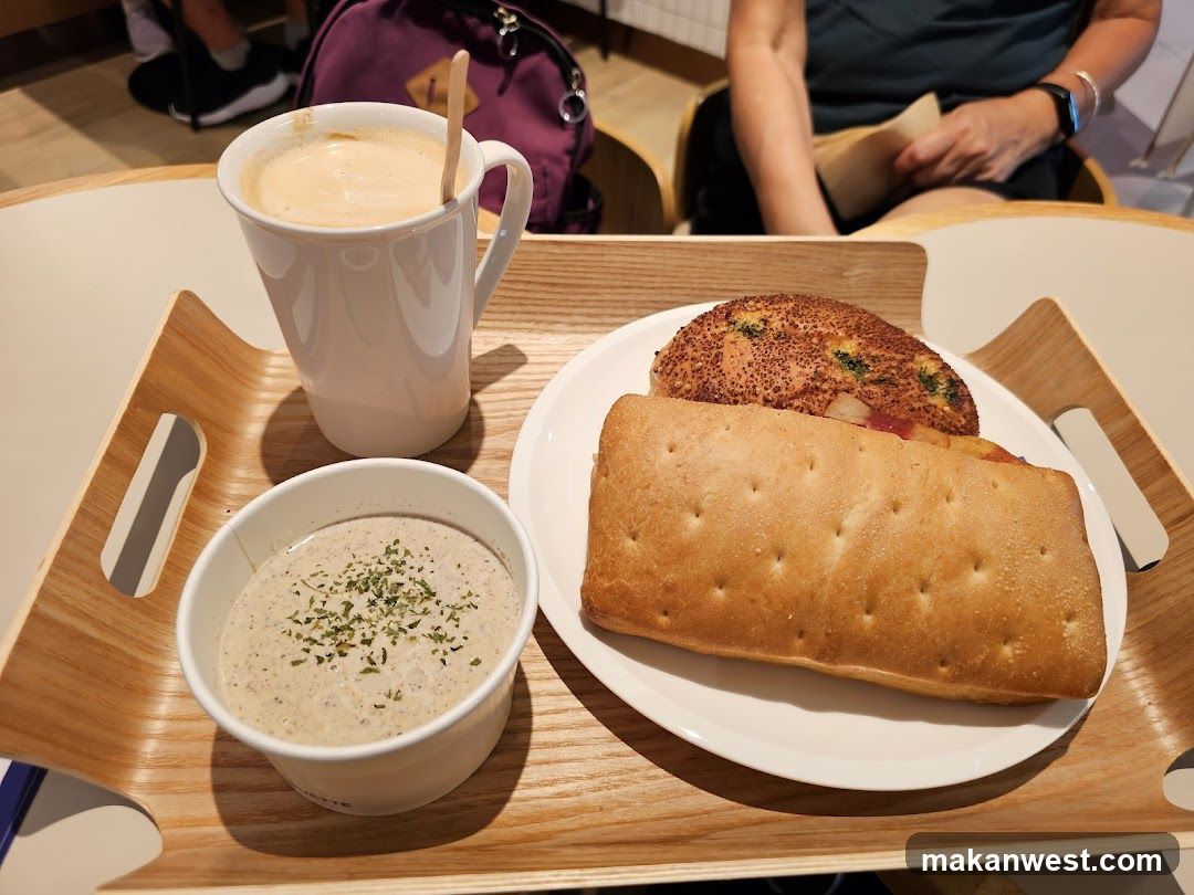 Breakfast Tray with Sandwich and Soup