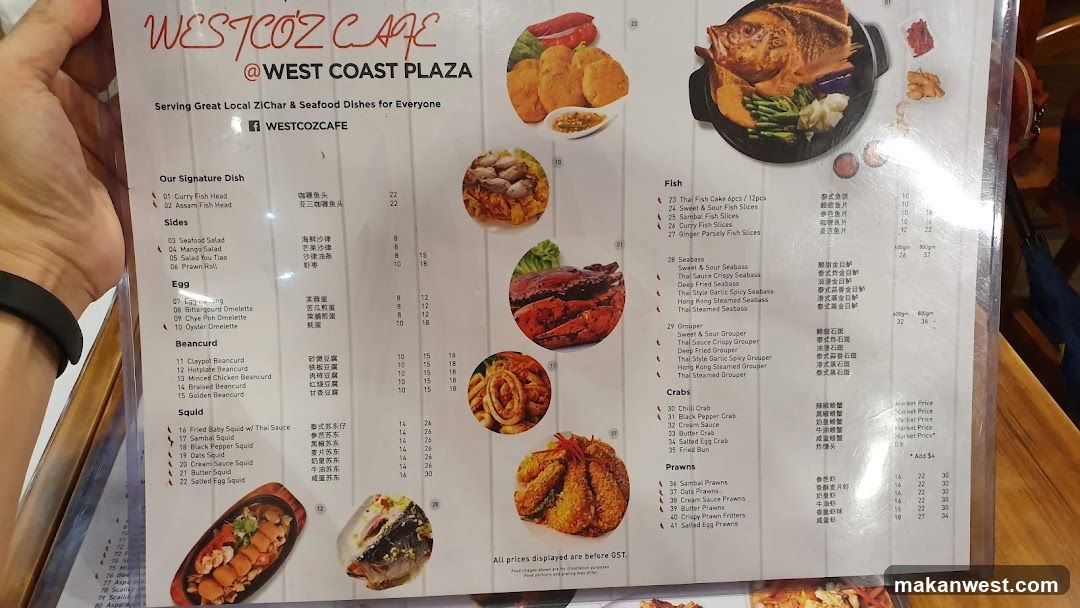 WestCoz Cafe Menu