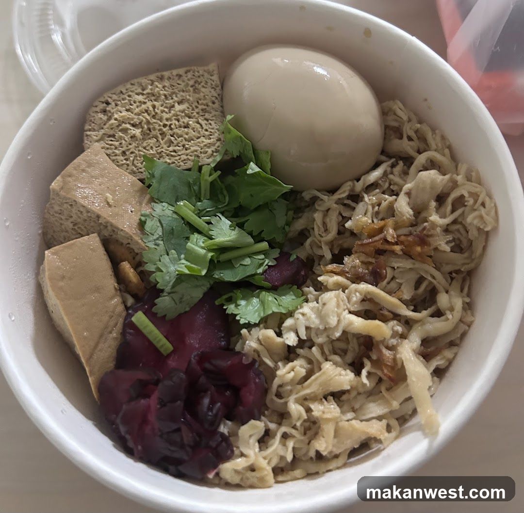 Bowl of Noodles with Tofu and Egg