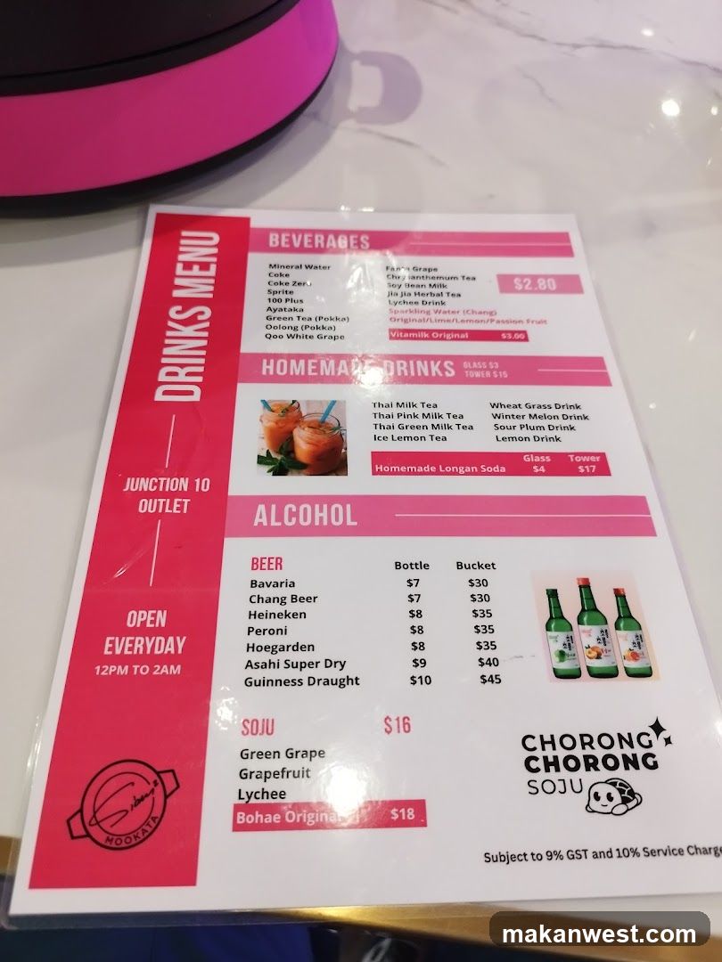 Drinks Menu - Chorong Soju