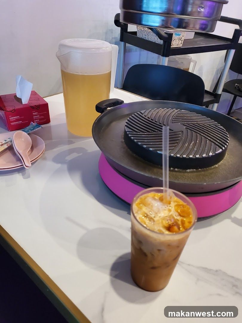Dining Table with Grill and Drinks