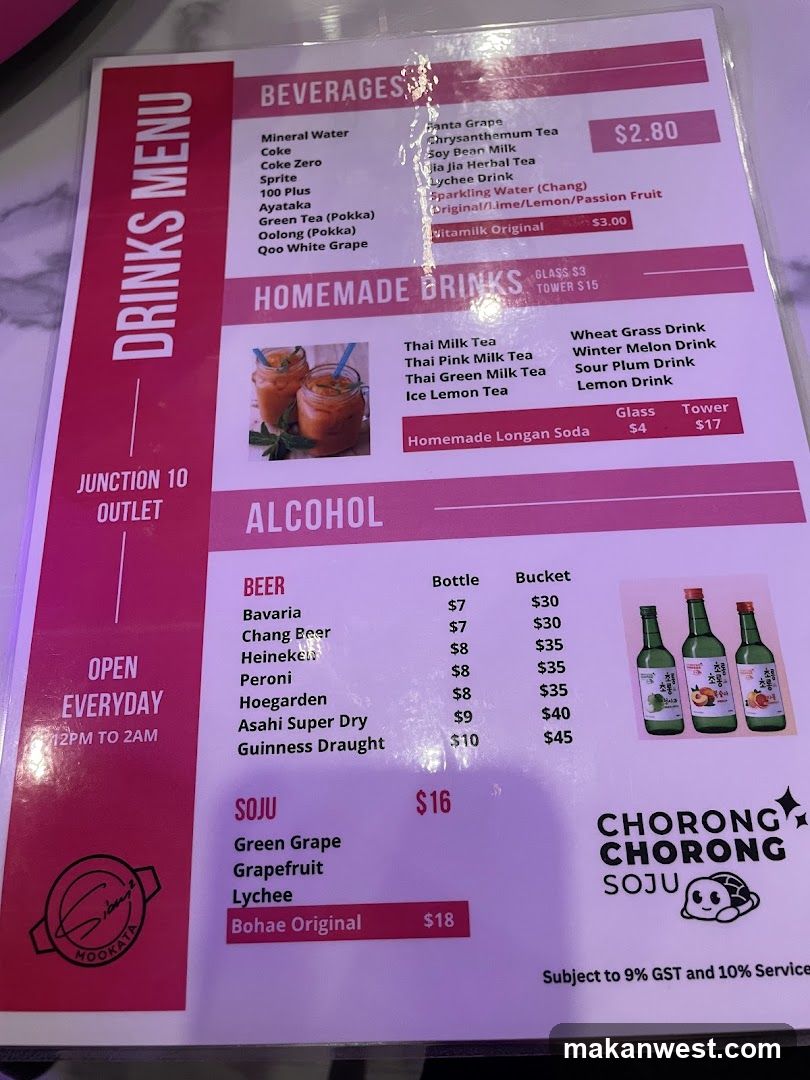 Drinks Menu - Chorong Chorong Soju