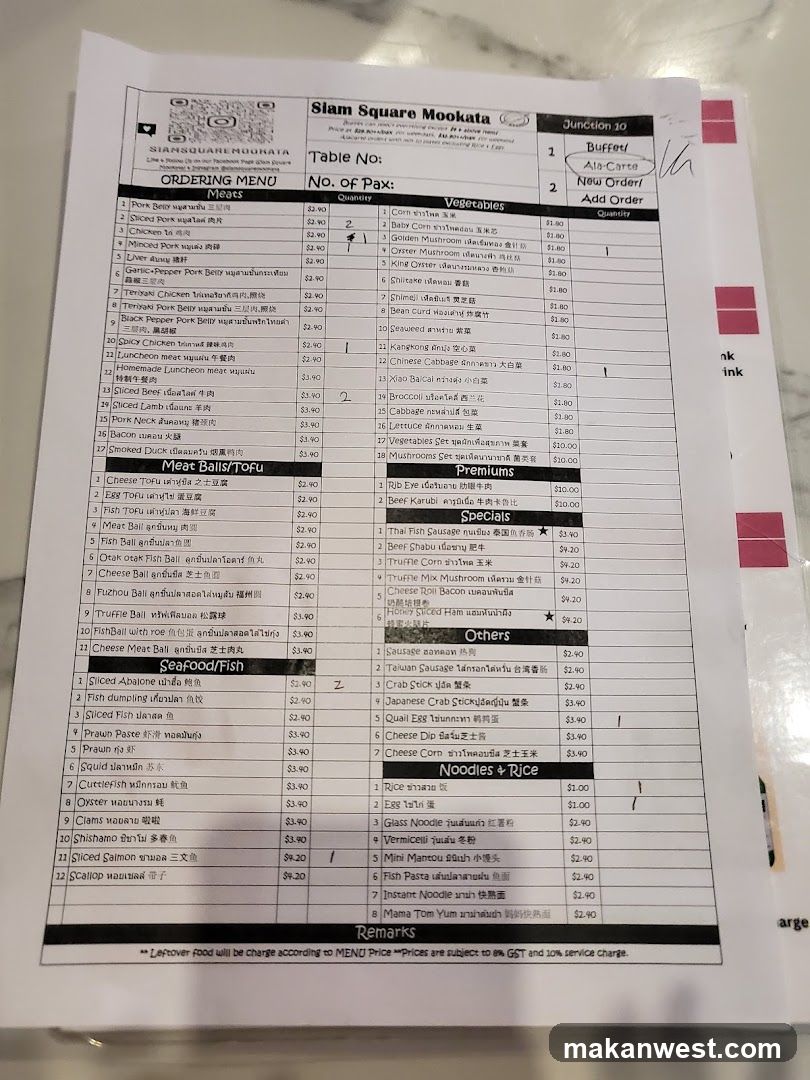 Siam Square Mookata Ordering Menu