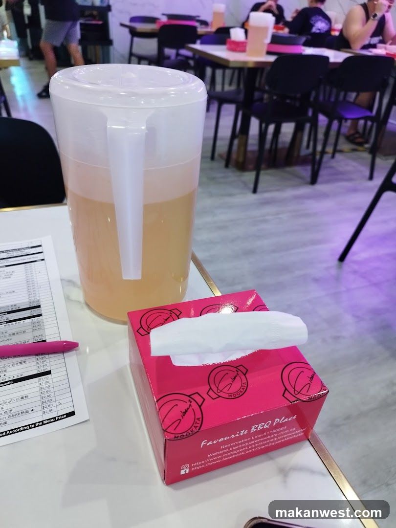Dining Table with Drink and Tissues
