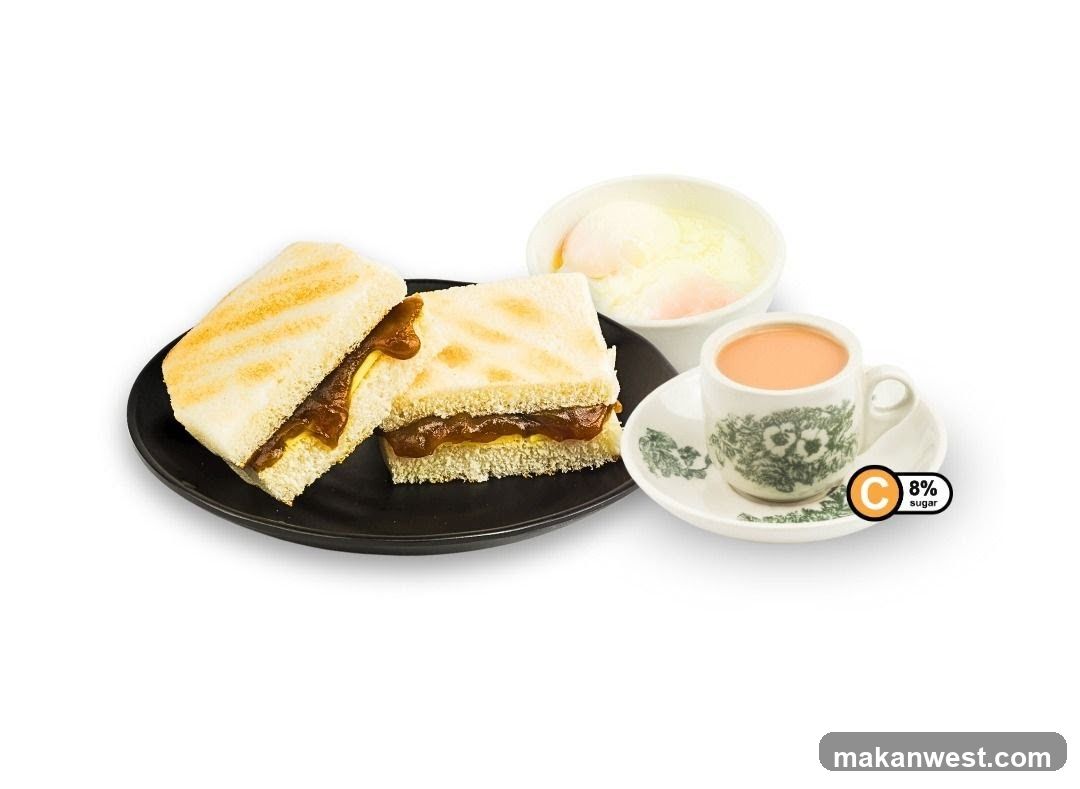 Toasted Sandwich with Tea and Eggs